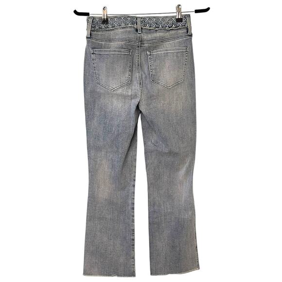NYDJ Slim Bootcut Light Wash Embroidered Waistband Raw Hem Denim Jeans 0 - Picture 4 of 6